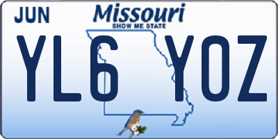 MO license plate YL6Y0Z