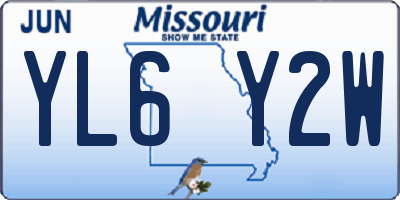 MO license plate YL6Y2W