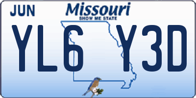 MO license plate YL6Y3D