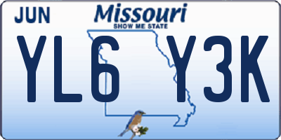 MO license plate YL6Y3K