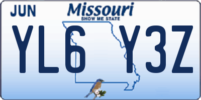 MO license plate YL6Y3Z