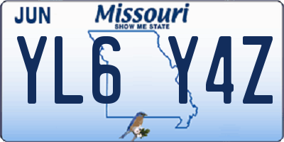 MO license plate YL6Y4Z