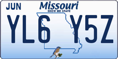 MO license plate YL6Y5Z