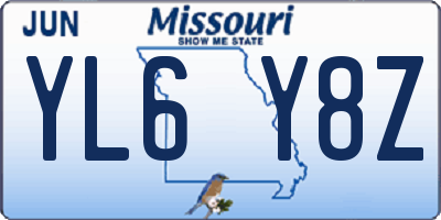 MO license plate YL6Y8Z