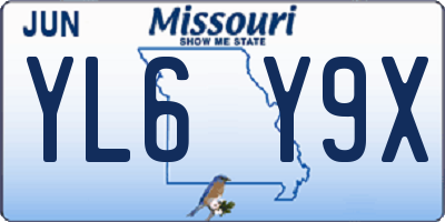 MO license plate YL6Y9X