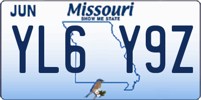 MO license plate YL6Y9Z