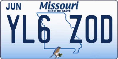 MO license plate YL6Z0D