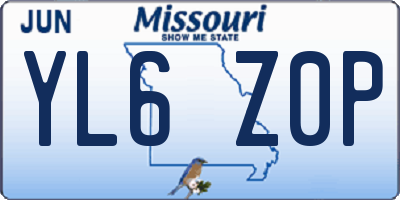 MO license plate YL6Z0P