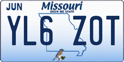 MO license plate YL6Z0T