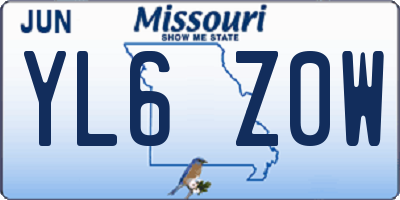 MO license plate YL6Z0W