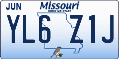 MO license plate YL6Z1J