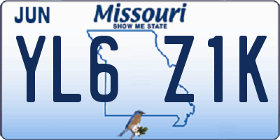 MO license plate YL6Z1K