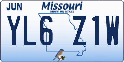 MO license plate YL6Z1W