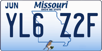 MO license plate YL6Z2F