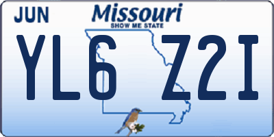 MO license plate YL6Z2I