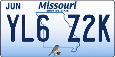 MO license plate YL6Z2K