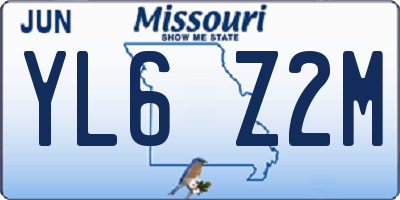 MO license plate YL6Z2M