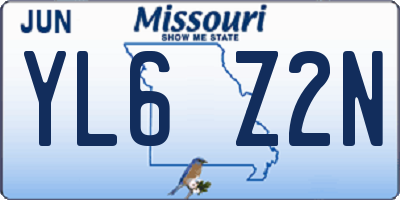 MO license plate YL6Z2N