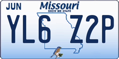 MO license plate YL6Z2P