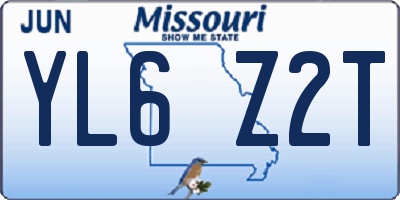 MO license plate YL6Z2T