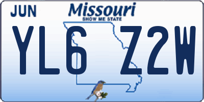 MO license plate YL6Z2W