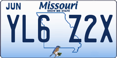 MO license plate YL6Z2X