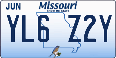 MO license plate YL6Z2Y
