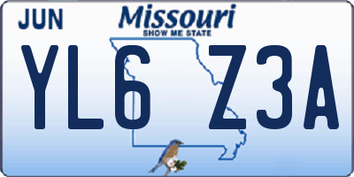 MO license plate YL6Z3A