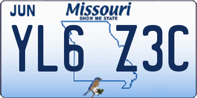 MO license plate YL6Z3C