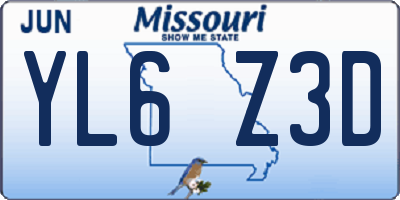 MO license plate YL6Z3D