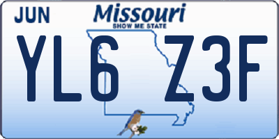 MO license plate YL6Z3F