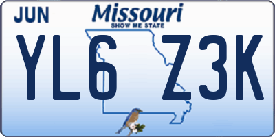 MO license plate YL6Z3K