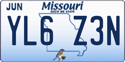 MO license plate YL6Z3N
