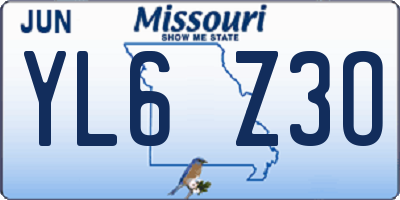 MO license plate YL6Z3O