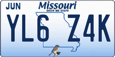 MO license plate YL6Z4K