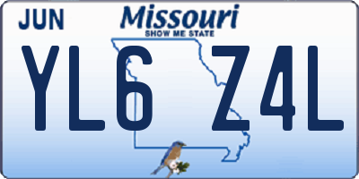MO license plate YL6Z4L