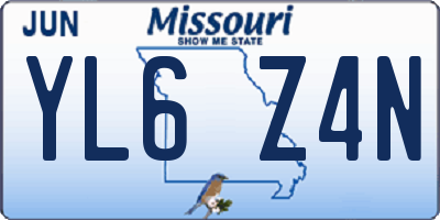 MO license plate YL6Z4N