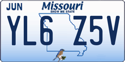 MO license plate YL6Z5V