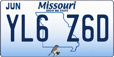 MO license plate YL6Z6D