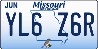 MO license plate YL6Z6R