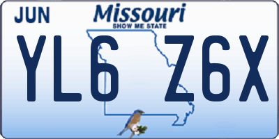 MO license plate YL6Z6X