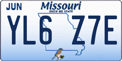 MO license plate YL6Z7E