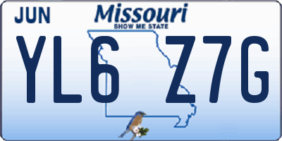 MO license plate YL6Z7G