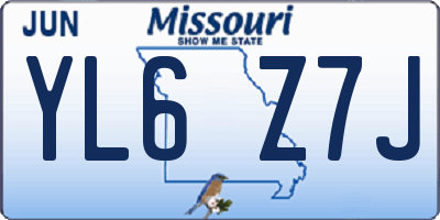 MO license plate YL6Z7J