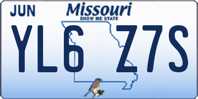 MO license plate YL6Z7S