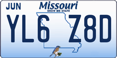 MO license plate YL6Z8D