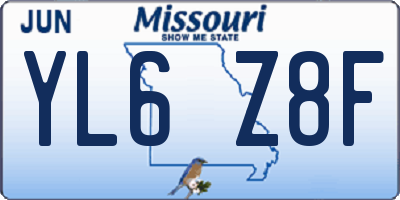 MO license plate YL6Z8F