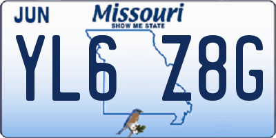 MO license plate YL6Z8G