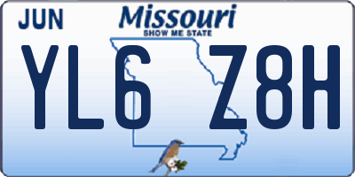 MO license plate YL6Z8H