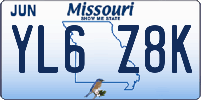 MO license plate YL6Z8K